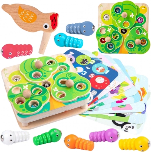 Tooky Toy drewniana magnetyczna gra 2w1 z robaczkami