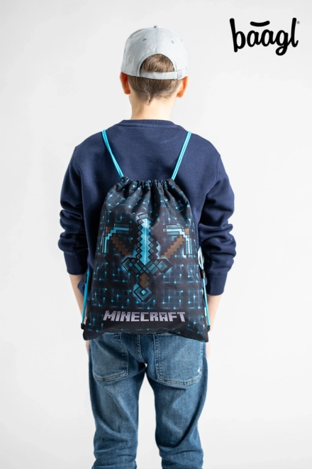 Minecraft 2 zestaw niebieski topór i miecz piórnik i worek