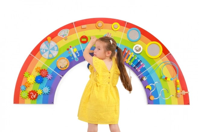 Drewniany panel ścienny montessori - tęcza