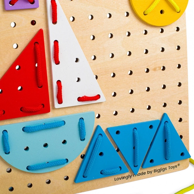Bigjigs Toys Drewniana gra sznurowana Kształty geometryczne