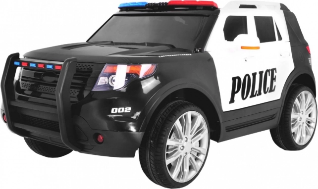 Dziecięcy elektryczny policyjny SUV z sygnałami świetlnymi, syreną i pilotem