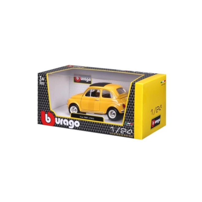 Model Bburago samochodu Fiat 500 F 1965 żółty 1:24