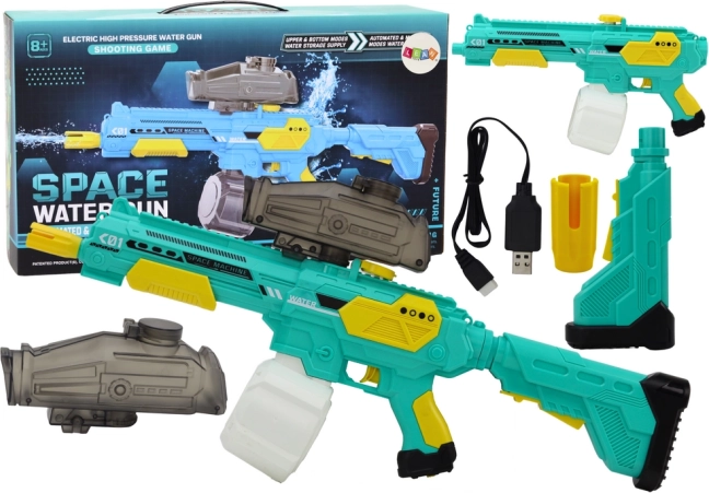 akumulatorowy pistolet na wodę zielono‑żółty M416 z automatyczną pompką