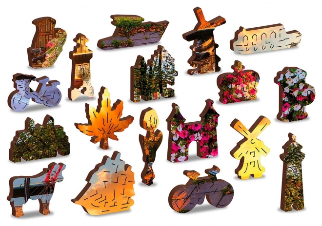 Drewniane puzzle rowery w Amsterdamie