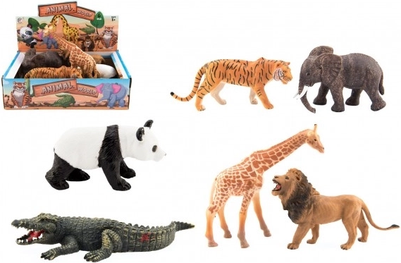 Zestaw plastikowych zwierząt safari 6 szt. (11–17 cm)