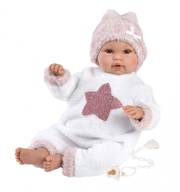 Llorens 63648 NOWORODEK - realistyczna lalka niemowlę z dźwiękami i miękkim materiałowym ciałem - 36 cm