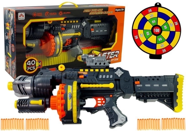 Elektryczny pistolet na piankowe naboje z tarczą