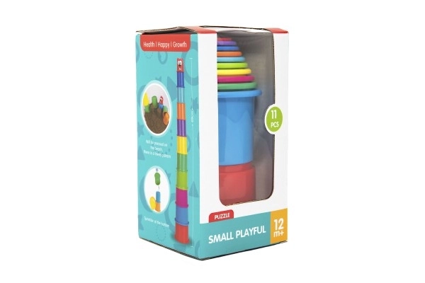 Kostka piramidowa układanka okrągła plastik 11szt w pudełku 11x20x11cm 12m+