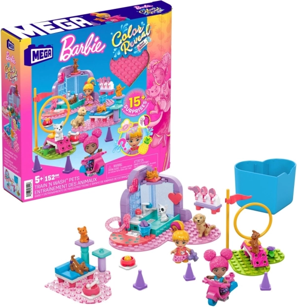 Zestaw konstrukcyjny MEGA Barbie Color Reveal – Trening i opieka nad zwierzętami