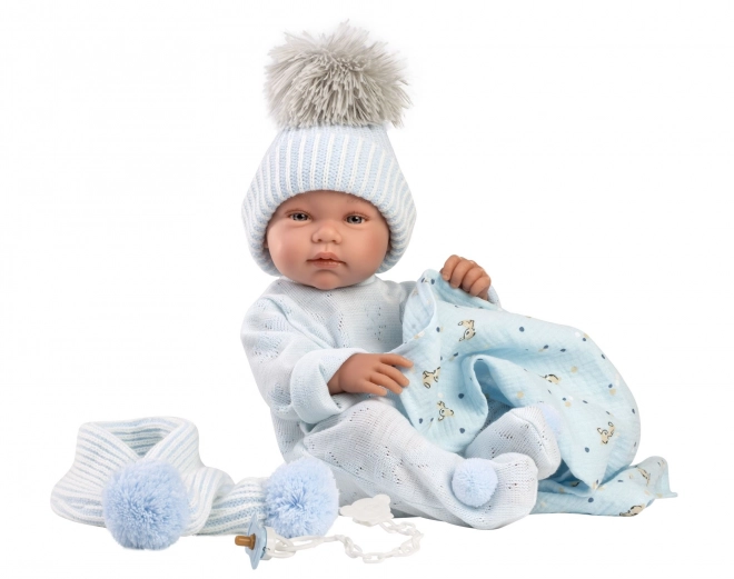 Llorens 84337 NOWORODEK CHŁOPCZYK - realistyczna lalka bobas z pełnym winylowym ciałem - 43 cm