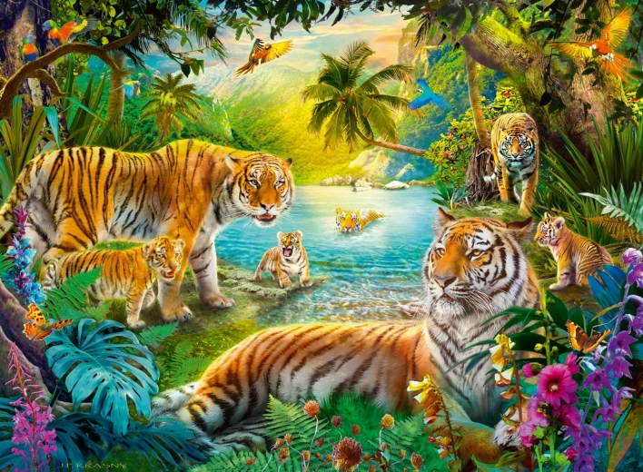 Ravensburger puzzle Oaza tygrów 500 elementów
