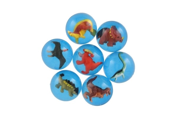 Piłeczka/skoczek z dinozaurem 4cm mix rodzajów 32szt w pojemniku