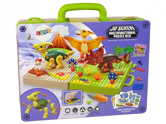 Klocki z dinozaurami i śrubokrętem
