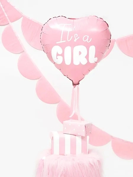 Balon foliowy It's a Girl różowe serce 45 cm