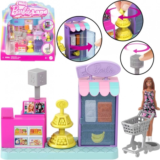 Mini supermarket Barbie Land z laleczką i kasą