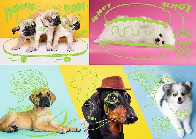Puzzle 1000 sztuk Neon Color Line - Szalone psy