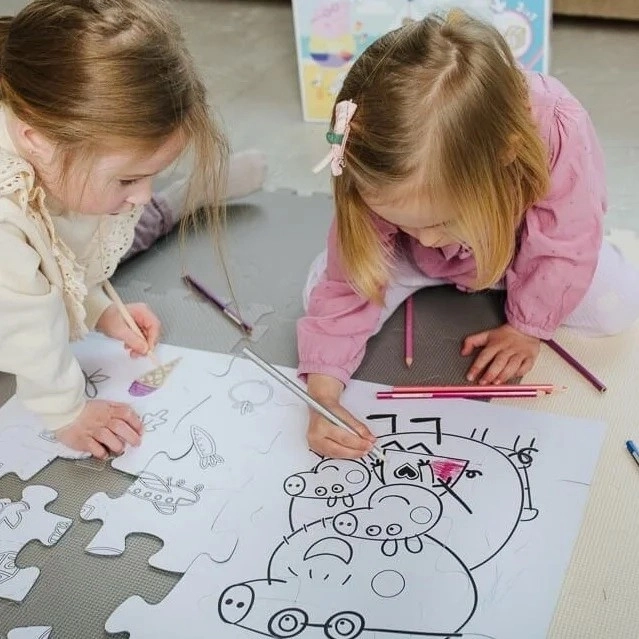 Puzzle 3w1 GIGANT dwustronne 15 elementów Świnka Peppa/Peppa Pig 60x40cm w pudełku 40x27x6cm 24m+