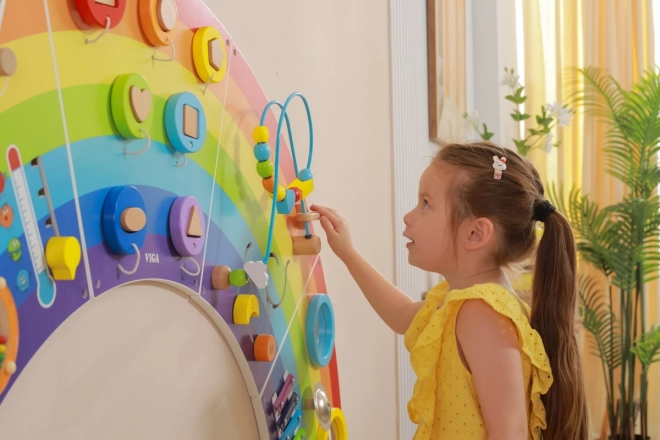 Drewniany panel ścienny montessori - tęcza