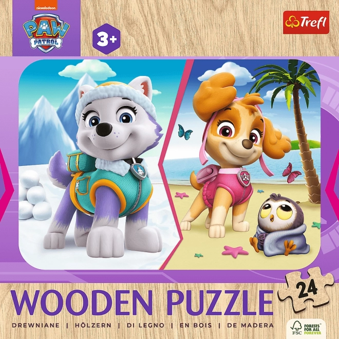 Drewniane puzzle 24 elementów Dziewczynka Psi Patrol