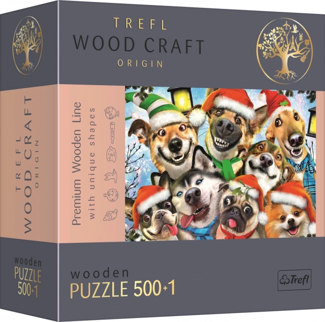 Drewniane puzzle Świąteczne psy 501 elementów