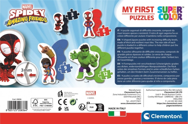 CLEMENTONI Moje pierwsze puzzle Spidey i jego niesamowici przyjaciele 4w1 (3,6,9,12 elementów)