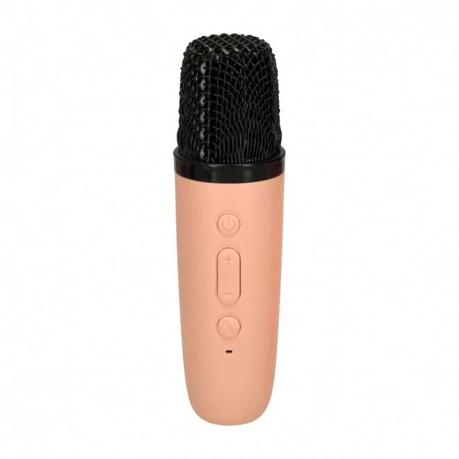 Zestaw karaoke mikrofon + przenośny głośnik BLUETOOTH USB LED różowy