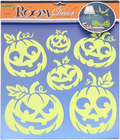 Naklejki na ścianę świecące w ciemności 38 × 31 cm dynie Halloween