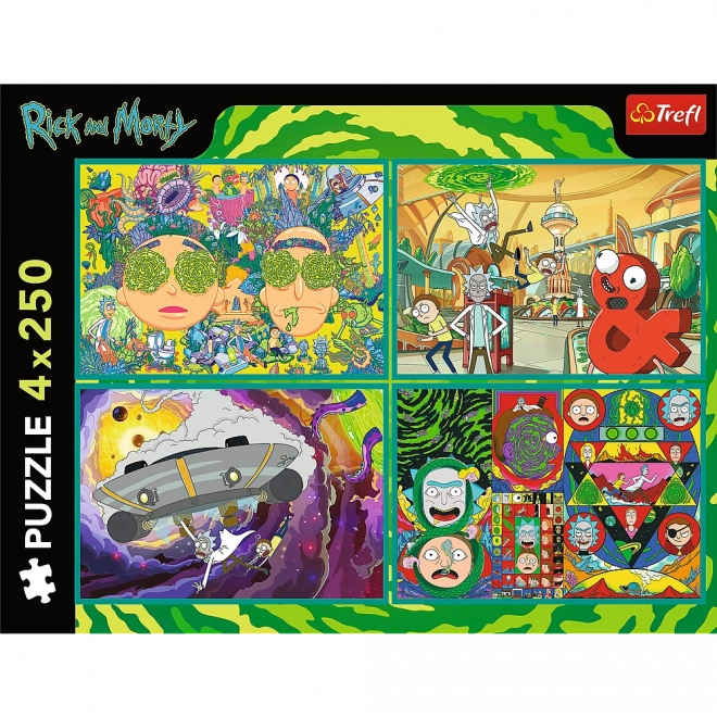 Puzzle 4x250 Zakręcony świat Ricka i Morty'ego od Trefl