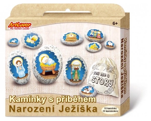 Kamienie z historią z naklejkami - Narodziny Jezusa
