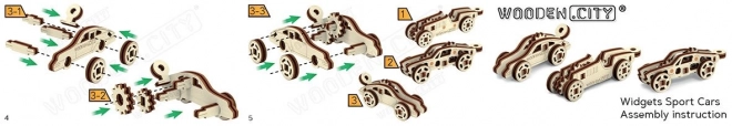 Drewniane 3D puzzle mini zestaw samochodów sportowych