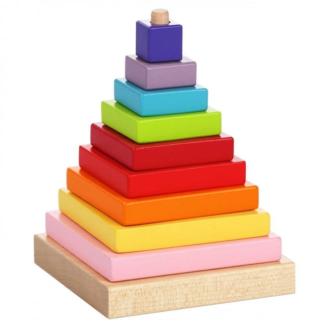 CUBIKA 13357 Kolorowa piramida - drewniana układanka 9 części