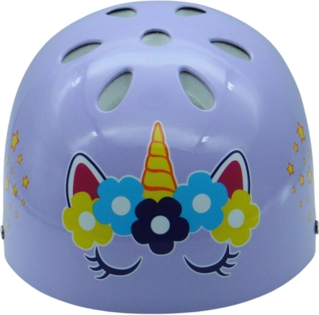 Kask multisportowy z motywem jednorożca, fioletowy, rozmiar M (55–58 cm)