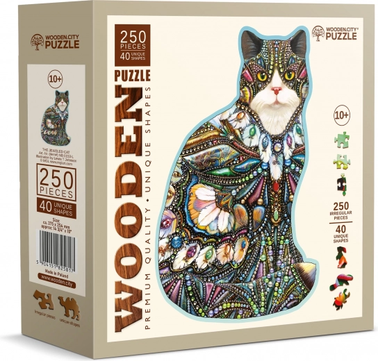Drewniane puzzle Ozdobiony kot 250 elementów WOODEN CITY