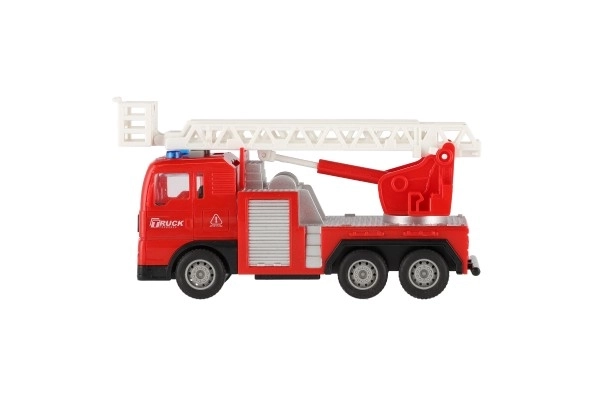 Auto strażackie plastikowe 16cm na napędzane kołach na baterie ze światłem i dźwiękiem w pudełku 21x13x9cm