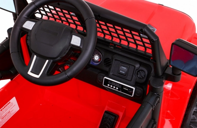 Samochód na baterie Jeep Dark Night dla dzieci + wolny start + EVA + LED audio – Czerwony