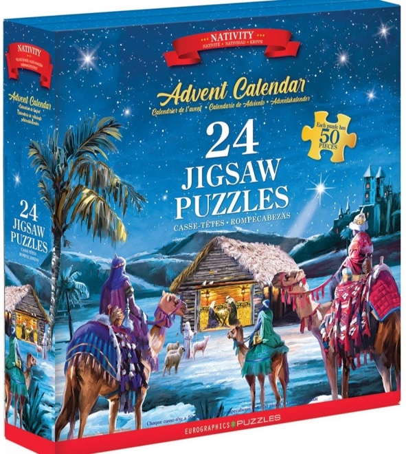 EUROGRAPHICS Puzzle Kalendarz adwentowy: Narodziny Jezusa 24x50 elementów