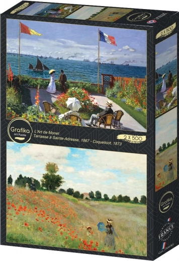 Puzzle Ogród w Sainte-Adresse i Pole maków 2x500 elementów