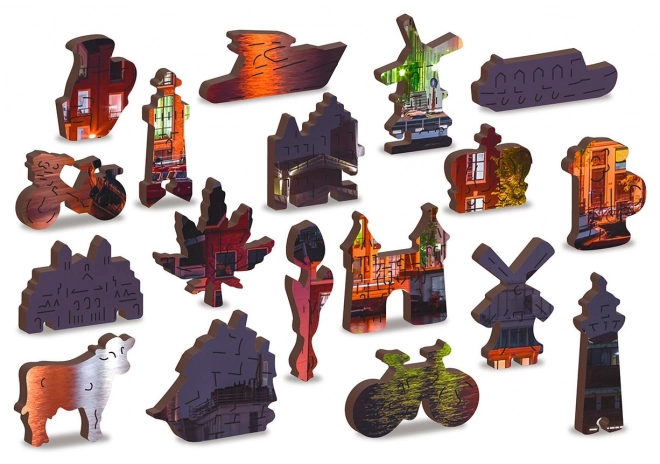 Drewniane puzzle Nocny Amsterdam