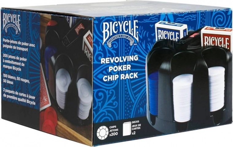 Zestaw pokerowy z obrotowym stojakiem na żetony (200) Bicycle
