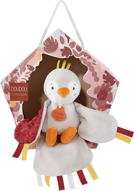 Doudou zestaw prezentowy – muzyczny pluszowy ptaszek 23 cm – Czerwony