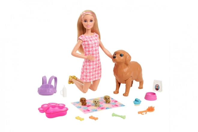 Mattel lalka Barbie i nowo narodzone szczeniaczki