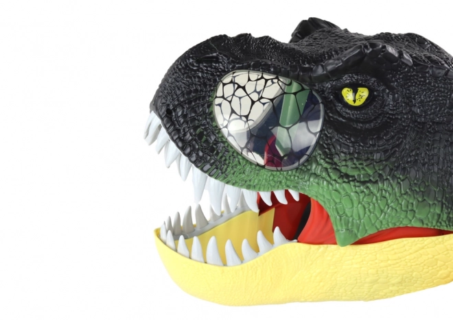 Maska dinozaura z regulowanym paskiem i efektami świetlnymi oraz dźwiękowymi
