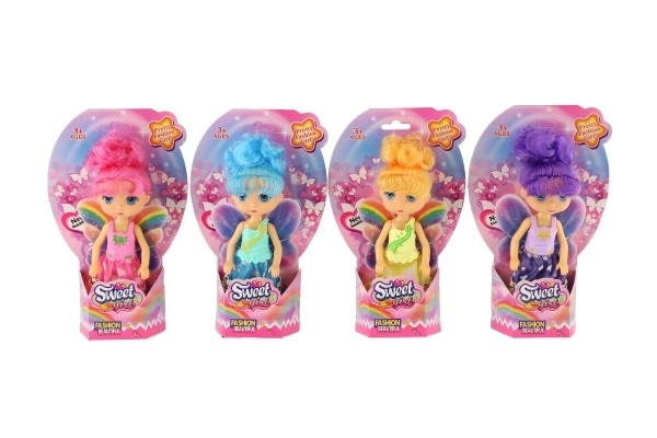 Lalka wróżka z plastiku 15cm, 4 kolory na karcie