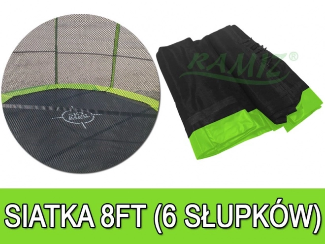 SkyRamiz Zielona siatka bezpieczeństwa do trampoliny ogrodowej 244 cm/8FT 6 tuneli słupkowych