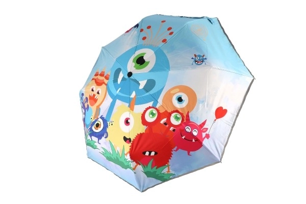 Parasol Potwory składany automatyczny materiał/metal 28cm niebieski w pokrowcu