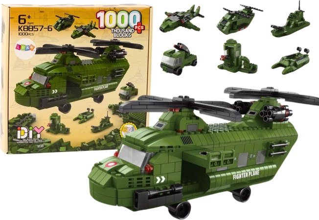 Wojskowy zielony helikopter zestaw konstrukcyjny 1000 szt.