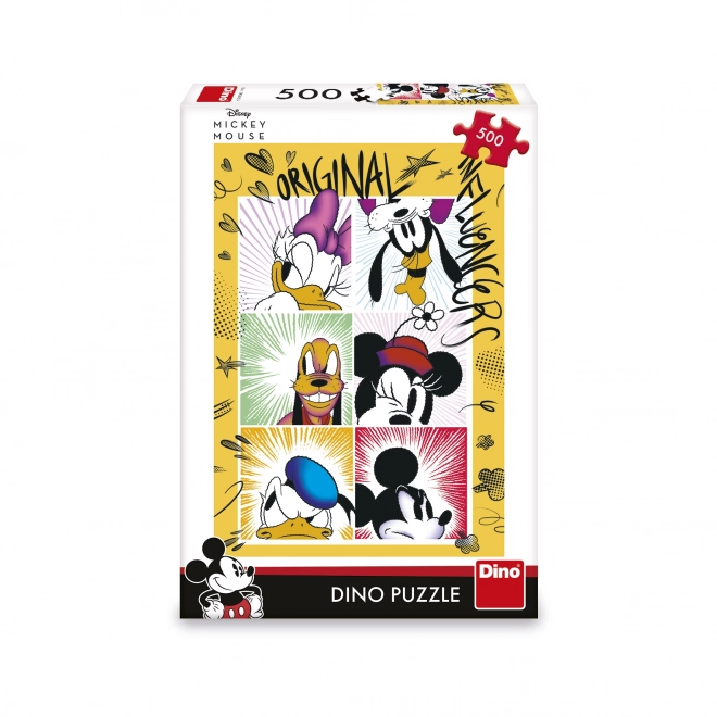 Puzzle Ekipa Myszki Mickey 47x33cm 500 elementów w pudełku 33,5x23x3,5cm