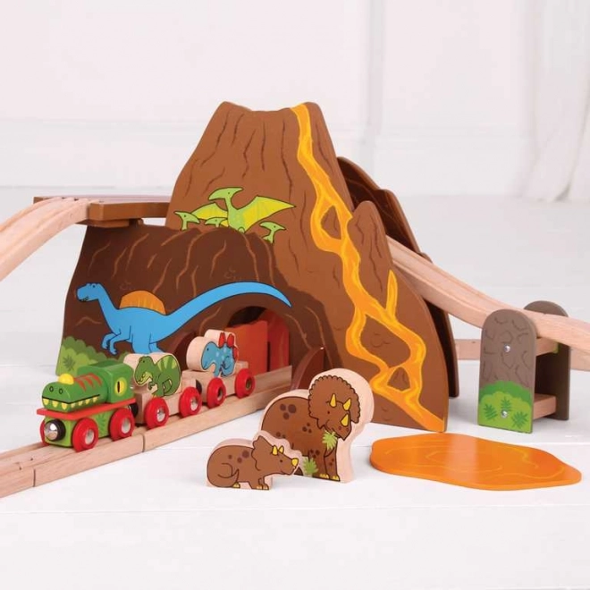 Bigjigs Rail Drewniana kolejka dinozaury