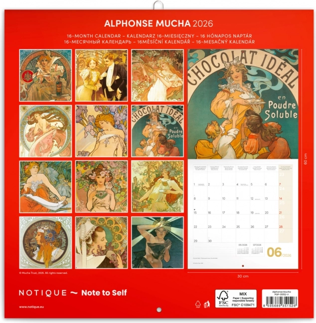 Kalendarz notatnikowy Alfons Mucha 2026