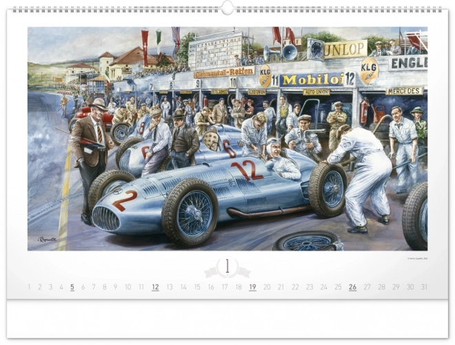 Kalendarz ścienny NOTIQUE Oldtimery – Václav Zapadlík 2025, 64 x 42 cm